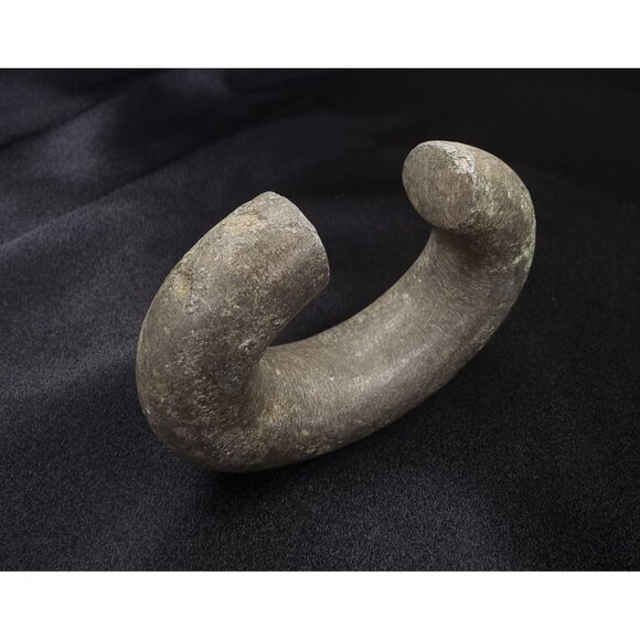 Rare Find Antique African Hand-Carved Stone Currency Bracelet - Picture 2 of 4